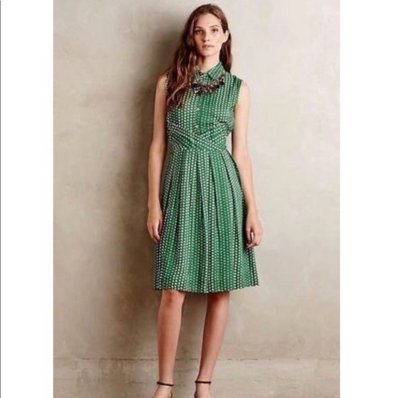 Anthropologie Dresses & Skirts - EUC ANTHRO 11.1 TYLHO GREEN POLKA DOT DRESS